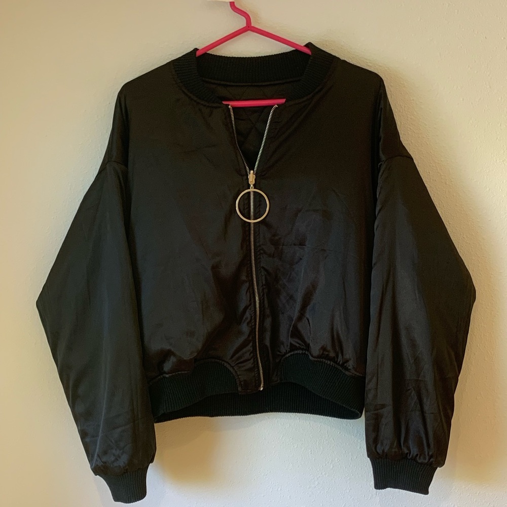 Barbie x Misguided satin bomber(reversible)